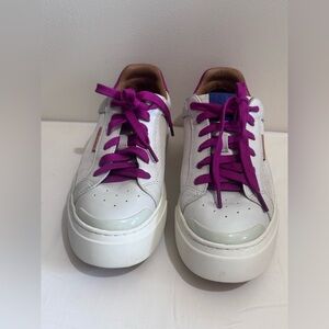 Tory Burch White and Purple Sneakers